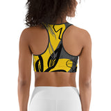 GRAY AND YELLOW NATURE SPORTS BRA