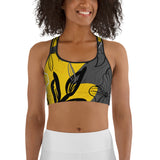 GRAY AND YELLOW NATURE SPORTS BRA