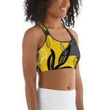 GRAY AND YELLOW NATURE SPORTS BRA